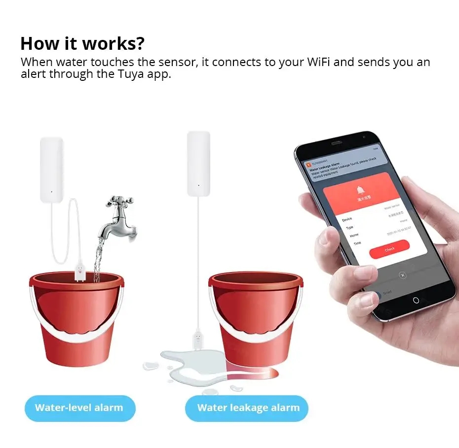 Tuya واي فاي الذكية تسرب الميا - مراجعة Smart Home Water Level Sensor وسعره